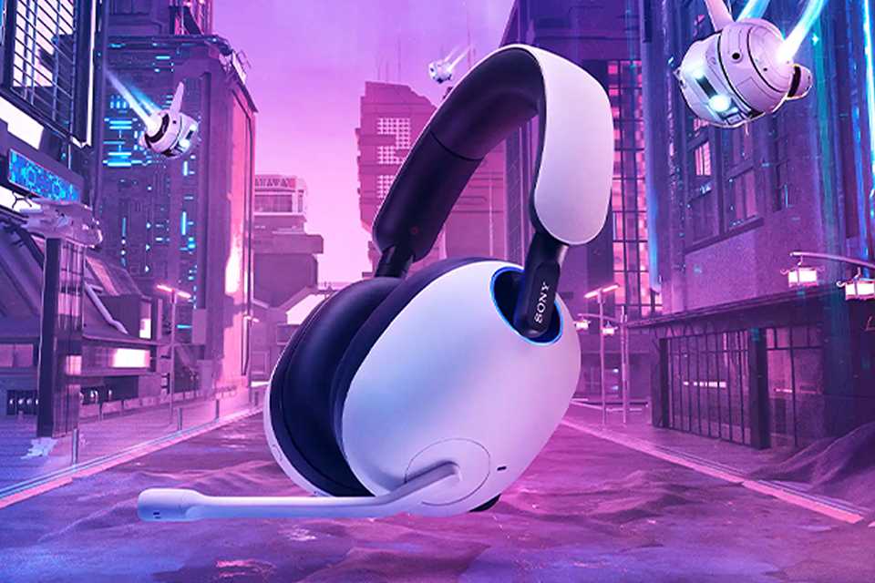 A Sony gaming headset with a game backdrop.