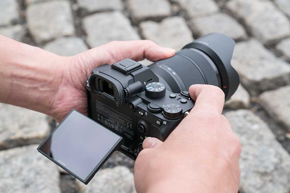 A man holding a Sony mirrorless camera.