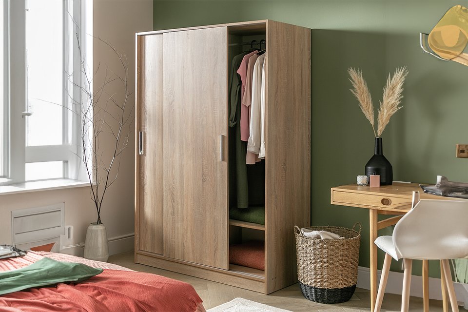 Argos Home Nova 2 Door Sliding Wardrobe in Oak Colour.