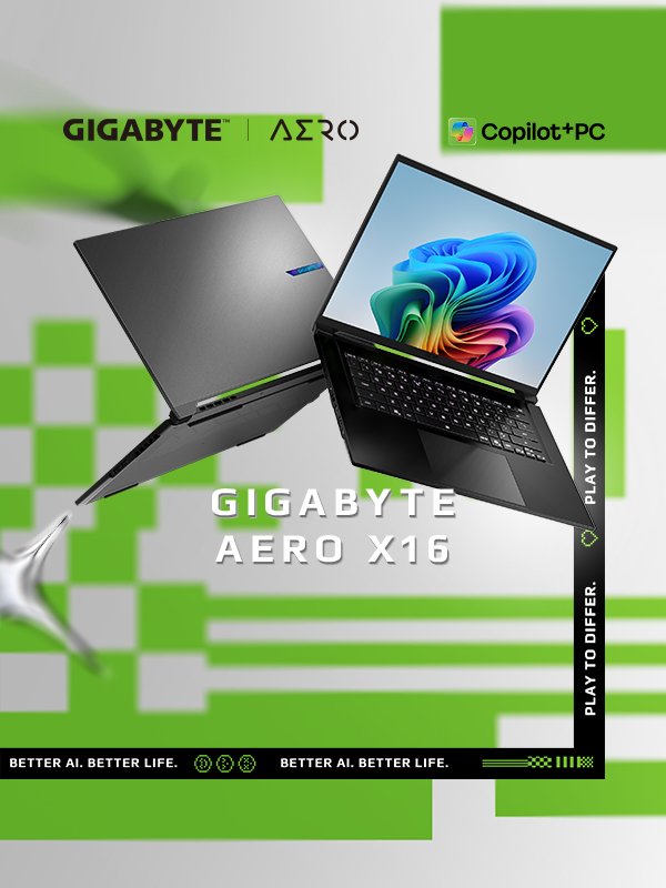 Gigabyte AERO X16. Designed to boost your creativity and gaming with AI-enhanced performance and graphics.