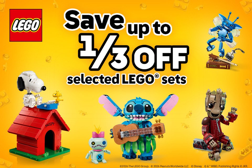 Save up to 1/3 on selected LEGO® sets. Shop savings from your favourite sets!