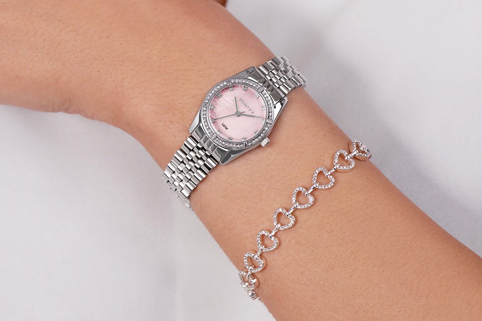 Radley Soft Sports Silver Stone Set Watch and Bracelet Set.