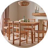An Argos Home rectangular wooden dining set in a dining room.