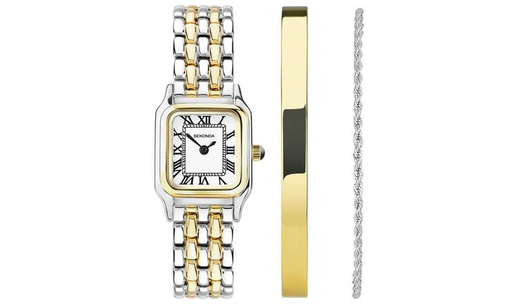 Sekonda Monica White Dial Two Tone Strap Watch Gift Set