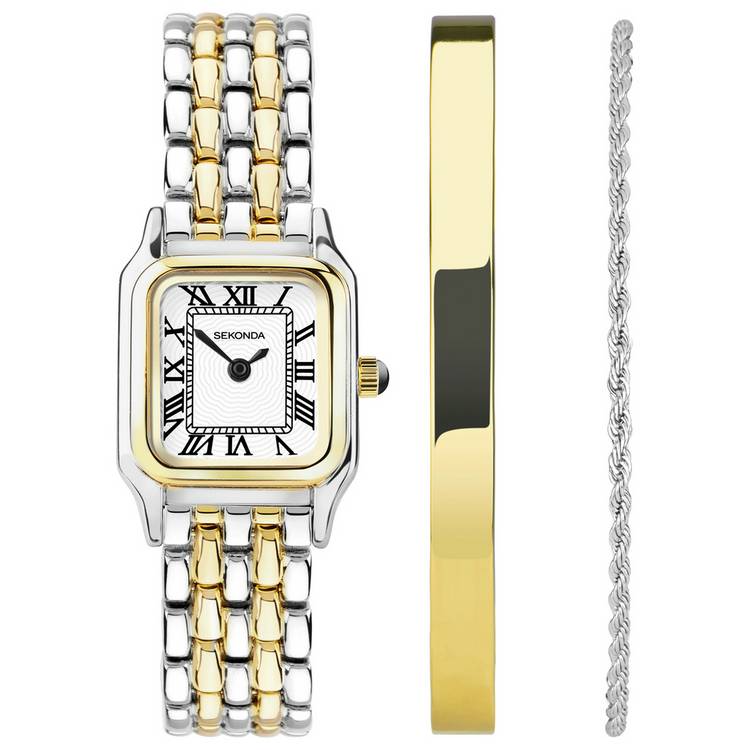 Sekonda Monica White Dial Two Tone Strap Watch Gift Set 0