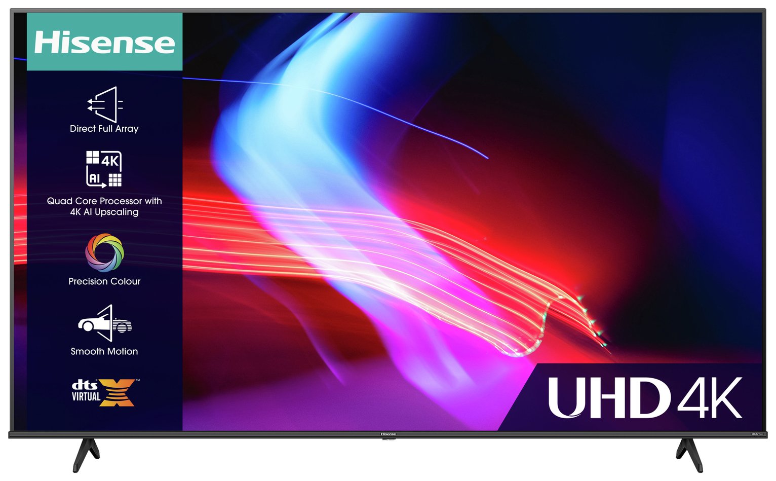 Hisense 43 Inch 43A6KTUK Smart 4K UHD HDR DLED Freeview TV