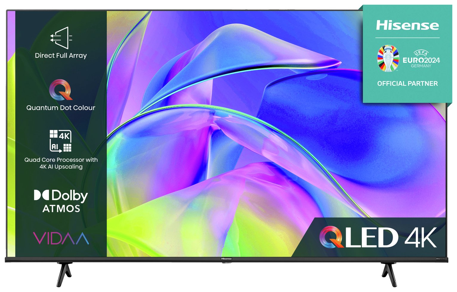 Hisense 50 Inch QLED Smart TV 50E77KQTUK - Quantum Dot Colour