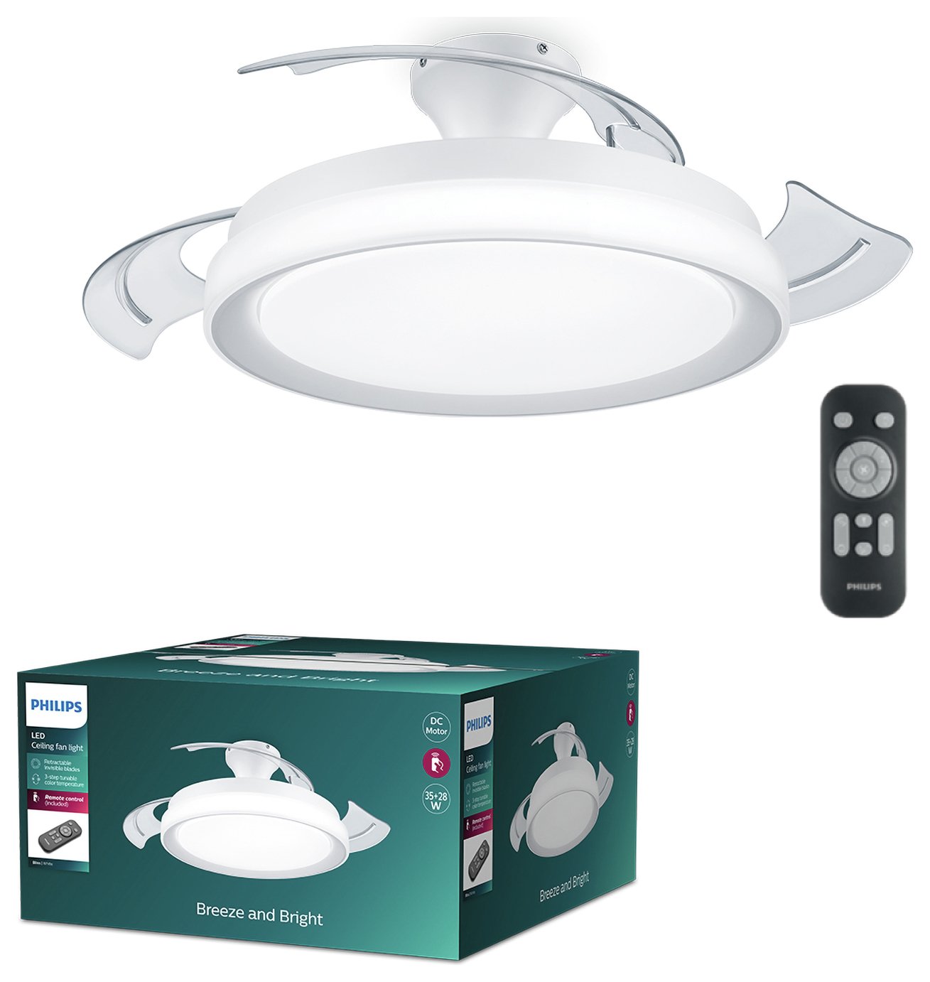 Philips Bliss Remote Control Metal LED Ceiling Fan - White