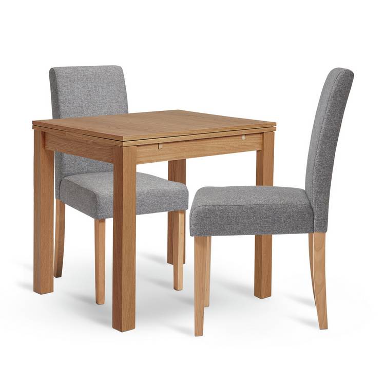 Habitat Clifton Wood Dining Table & 2 Grey Chairs 0