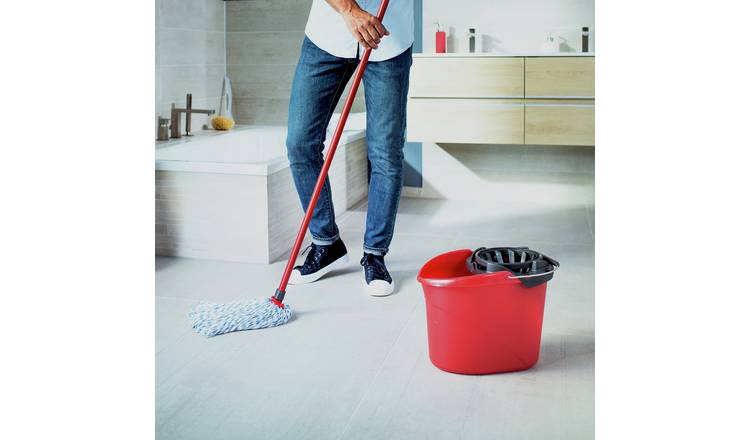 Vileda Mop and Bucket Set SuperMocio Compact Microfibre Mop Bucket with  Wringer