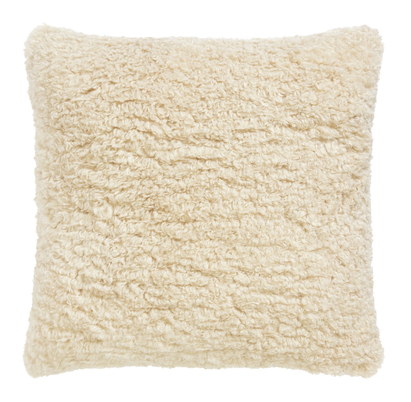 Habitat Plain Faux Shearling Cushion - Oatmeal - 50x50cm 