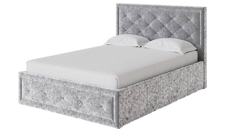 Grey crushed velvet bed with deals storage