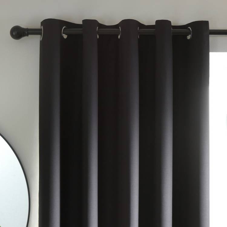 Habitat Plain Blackout Eyelet Curtains - Black 0