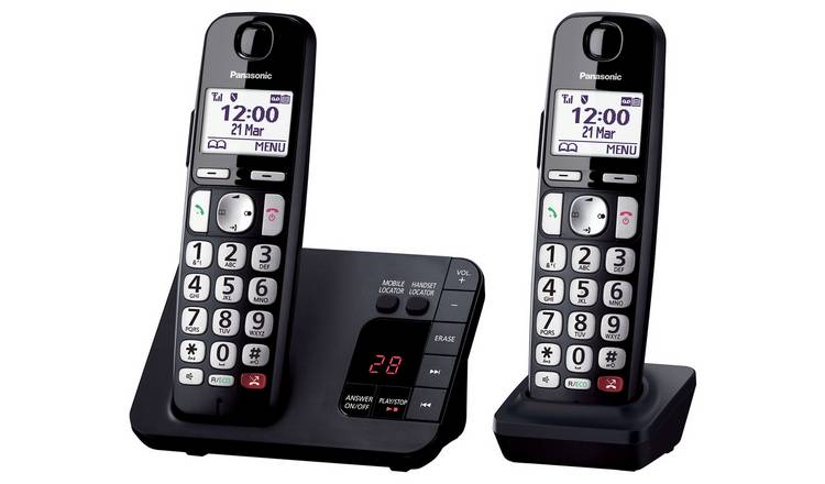 Panasonic KX-TGE822EB Big Button Cordless Phone - Twin