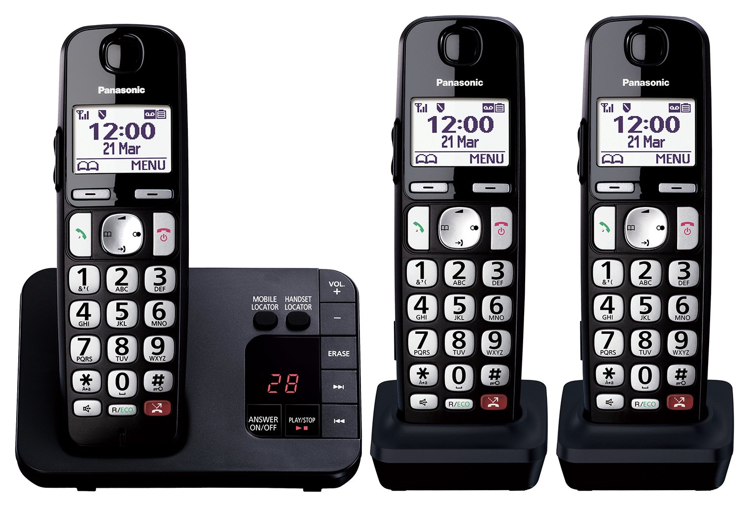 Panasonic KXTGE823EB Big Button Cordless Phone Triple (3035216) Argos Price Tracker