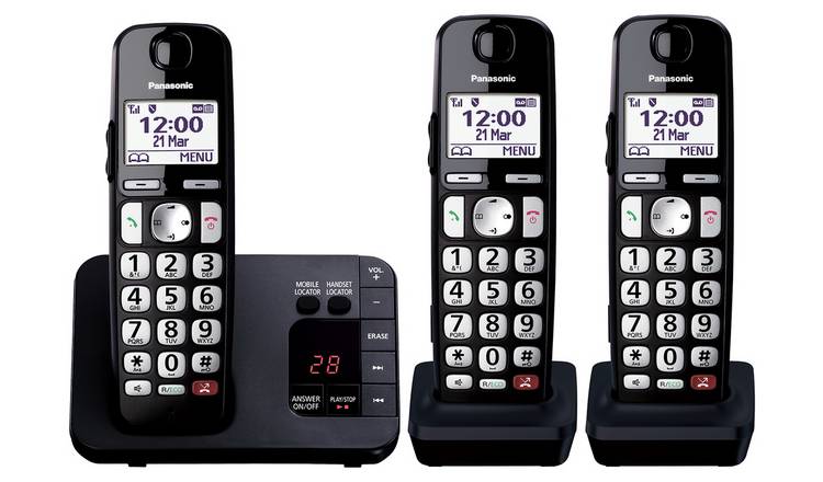 Panasonic KX-TGE823EB Big Button Cordless Phone - Triple