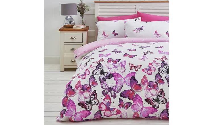 Buy Argos Home Pink Trailing Butterflies Bedding Set Double