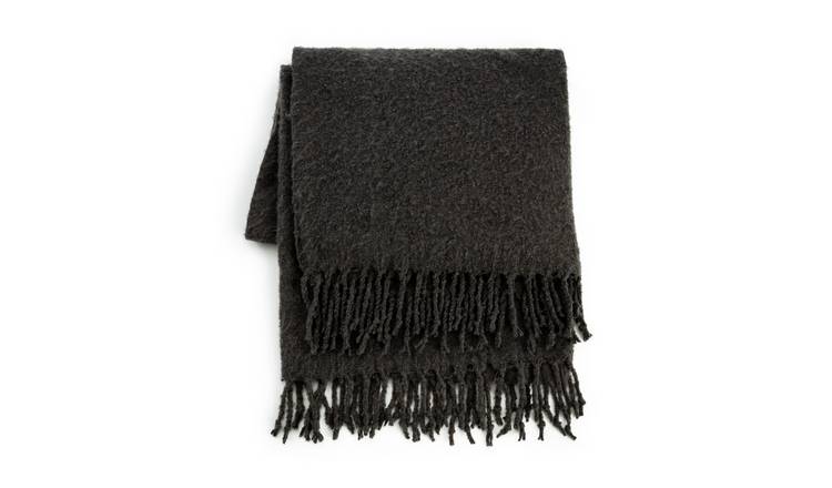 Buy Habitat Faux Mohair Throw - Charcoal - 125X150cm | Blankets and ...