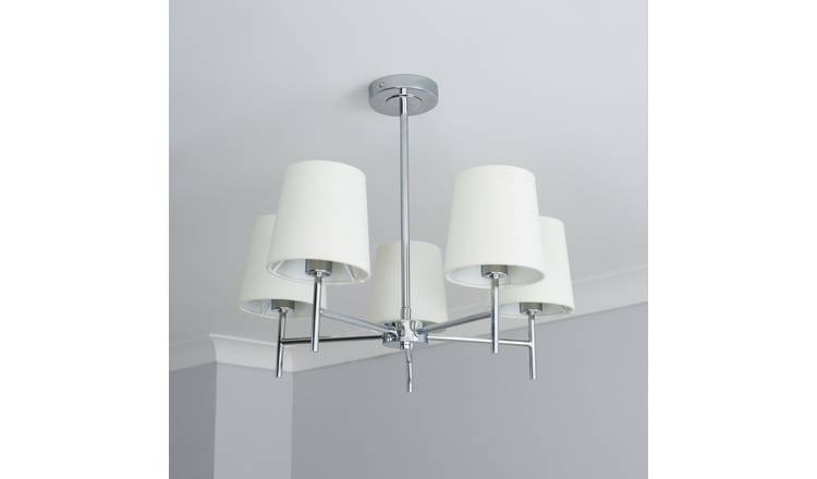 BHS Louisa Metal 5 Light Semi Flush Ceiling Light- White