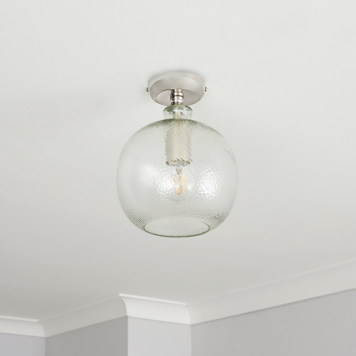 BHS Valerie Glass Flush to Ceiling Light - Clear