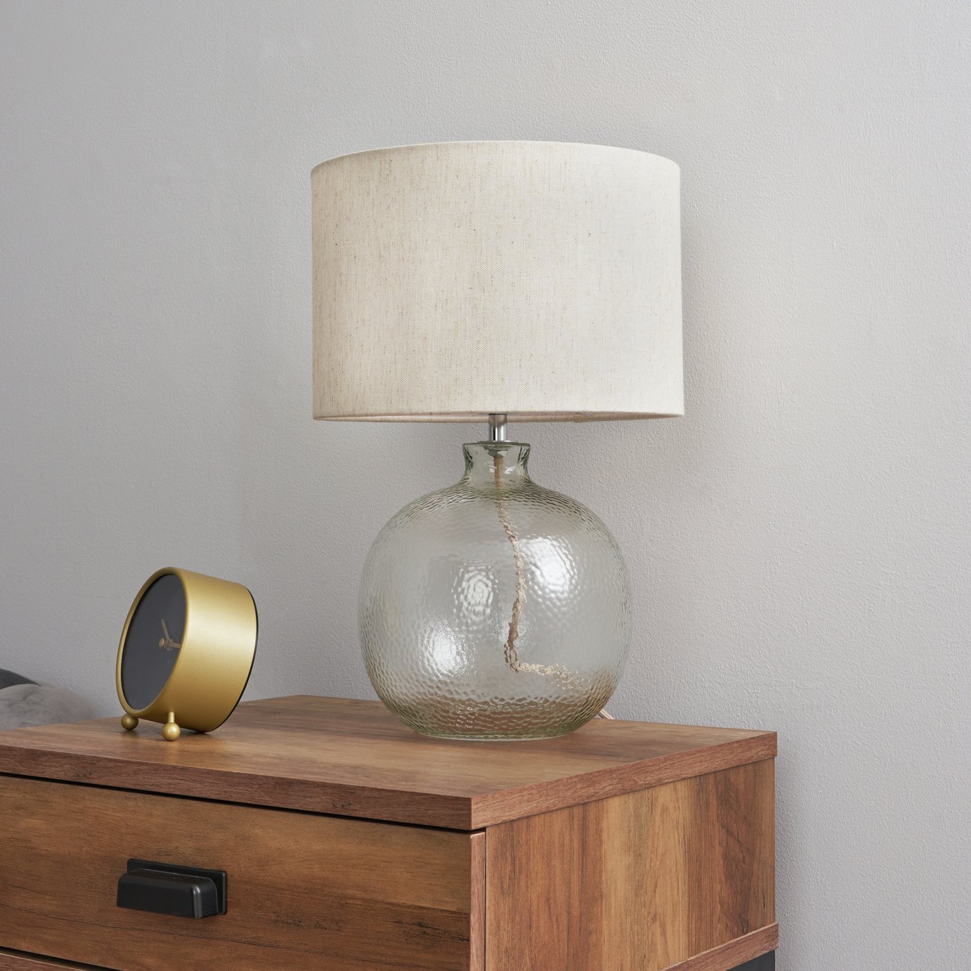 BHS Valerie Glass Table Lamp - Natural