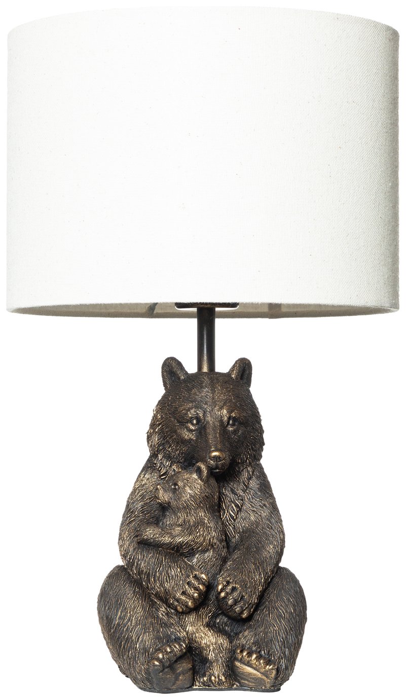 BHS Bobby Bear N Baby Table Lamp - Black & Bronze