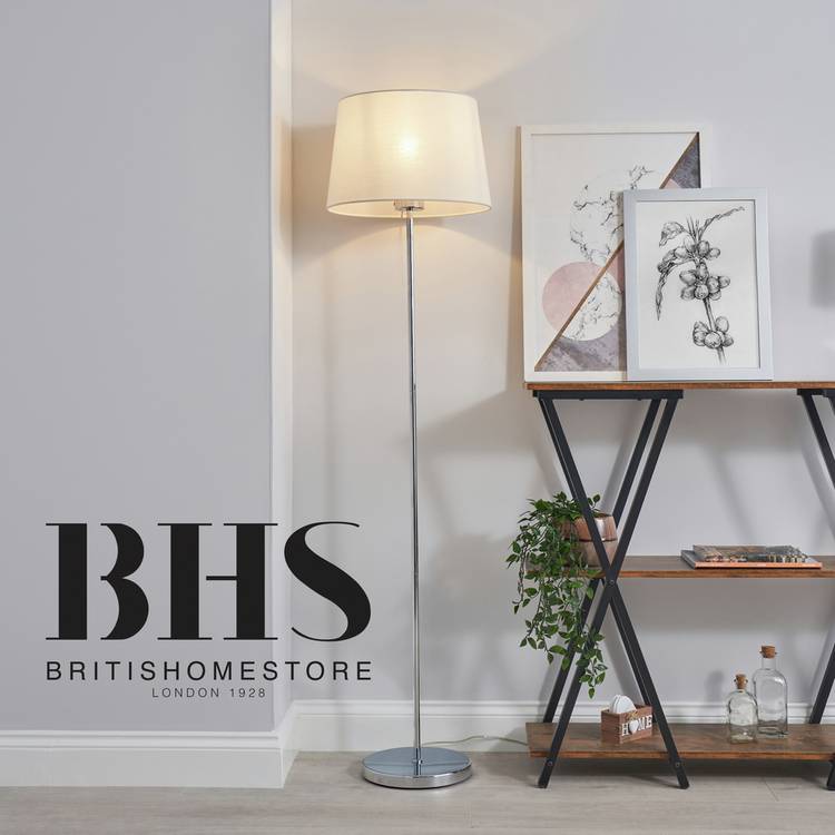 BHS Louisa Touch Floor Lamp - Chrome & White 0