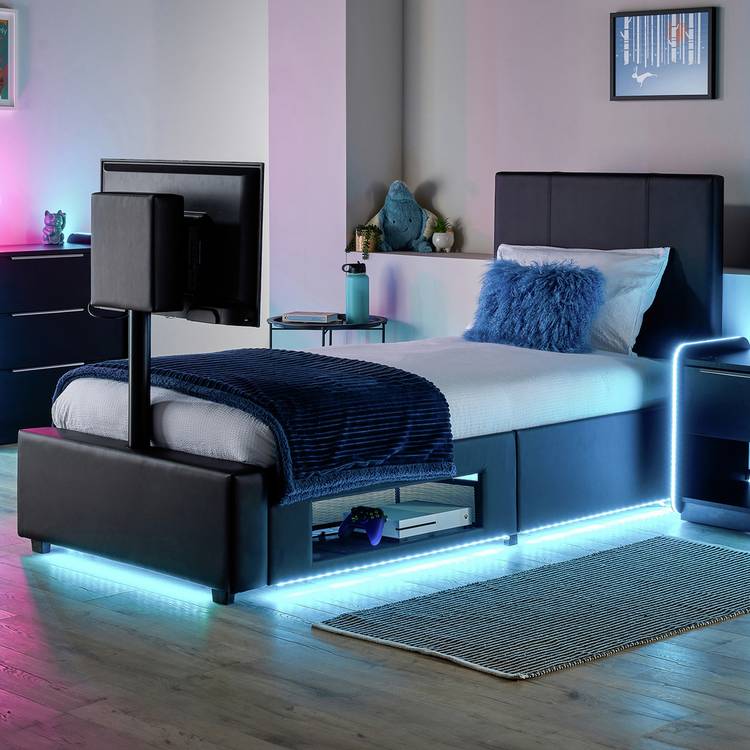 XR Living Ava Single TV LED Bed Frame - Black 0