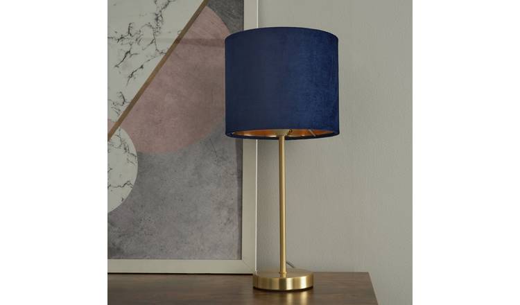 Navy velvet on sale table lamp