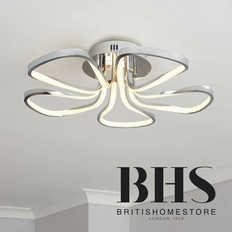 BHS Corolla Metal 5 Petals LED Flush Ceiling Light - Chrome 0