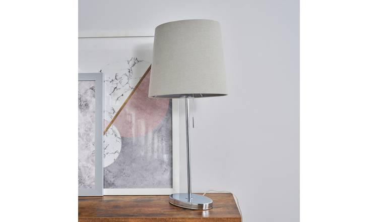 BHS Brianna Steel Oval Shape Table Lamp - Silver & Grey