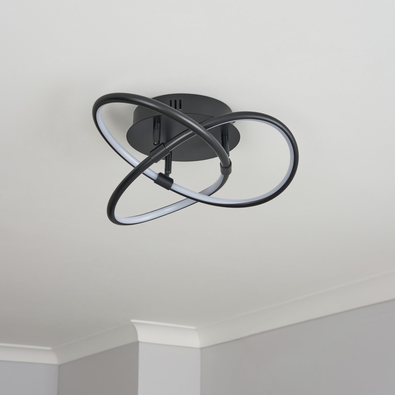BHS Ribbon Knotted Shape LED Flush Ceiling Light - Black