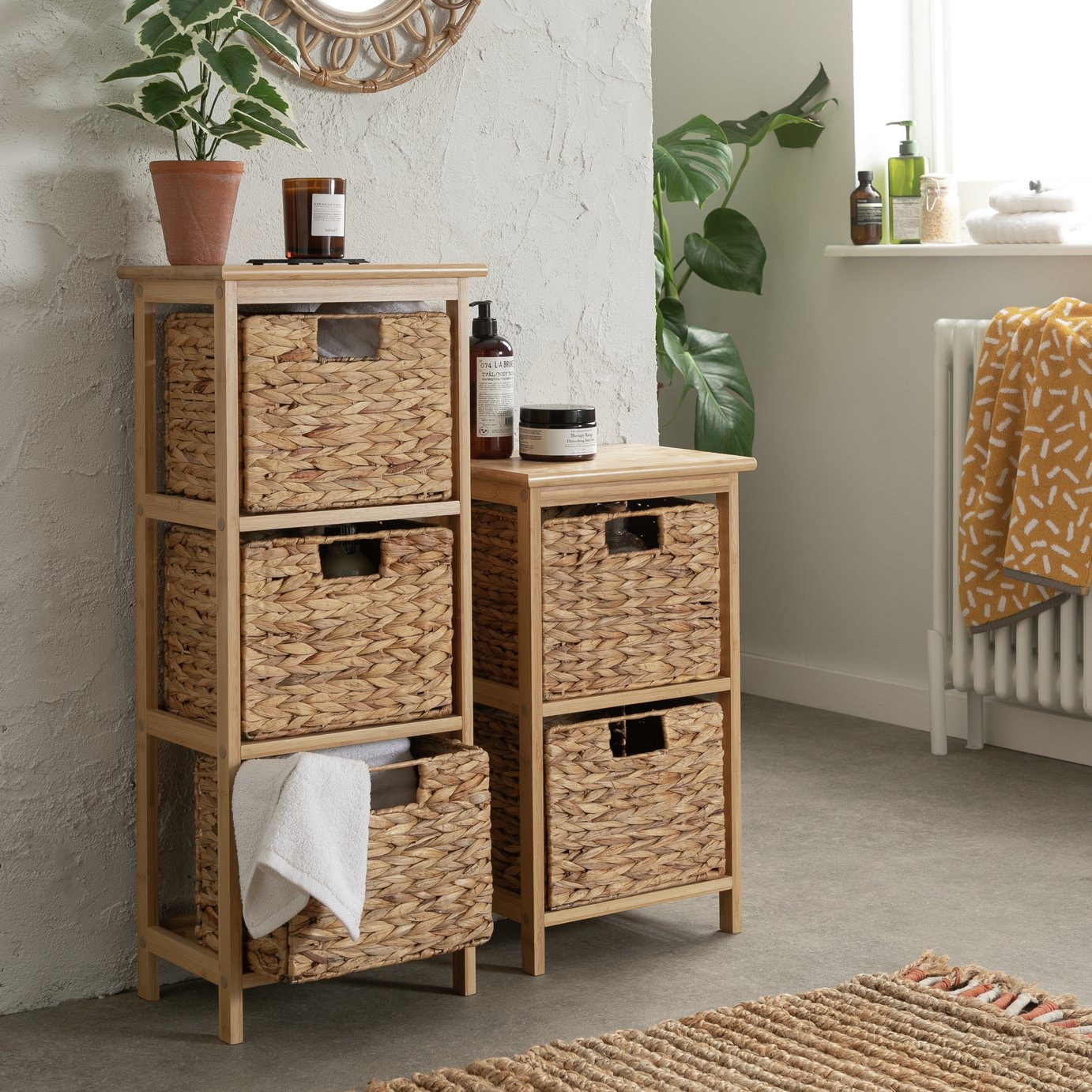 2 & 3 Drawer Bathroom Storage Unit Bamboo