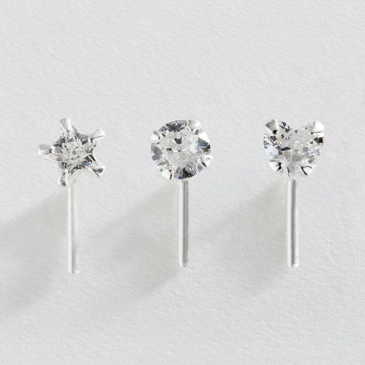 Revere Sterling Silver Cubic Zirconia Nose Studs - Set of 3