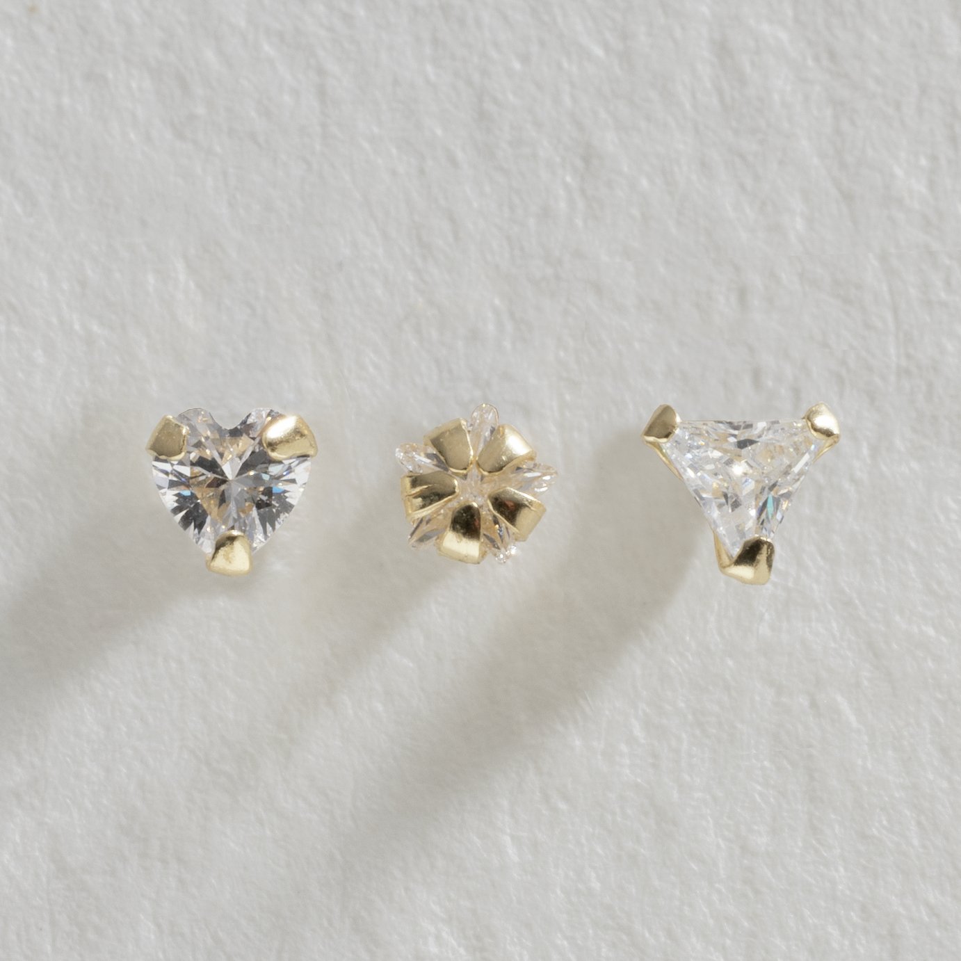 Revere 9ct Yellow Gold Cubic Zirconia Nose Studs - Set of 3