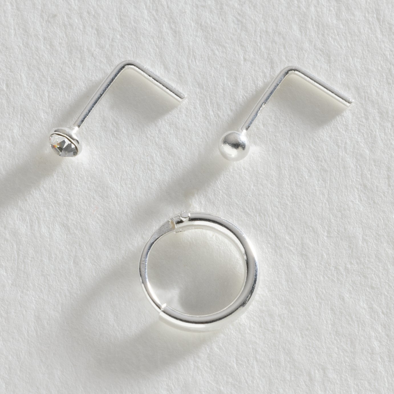 Revere Sterling Silver Crystal Nose Stud - Set of 3