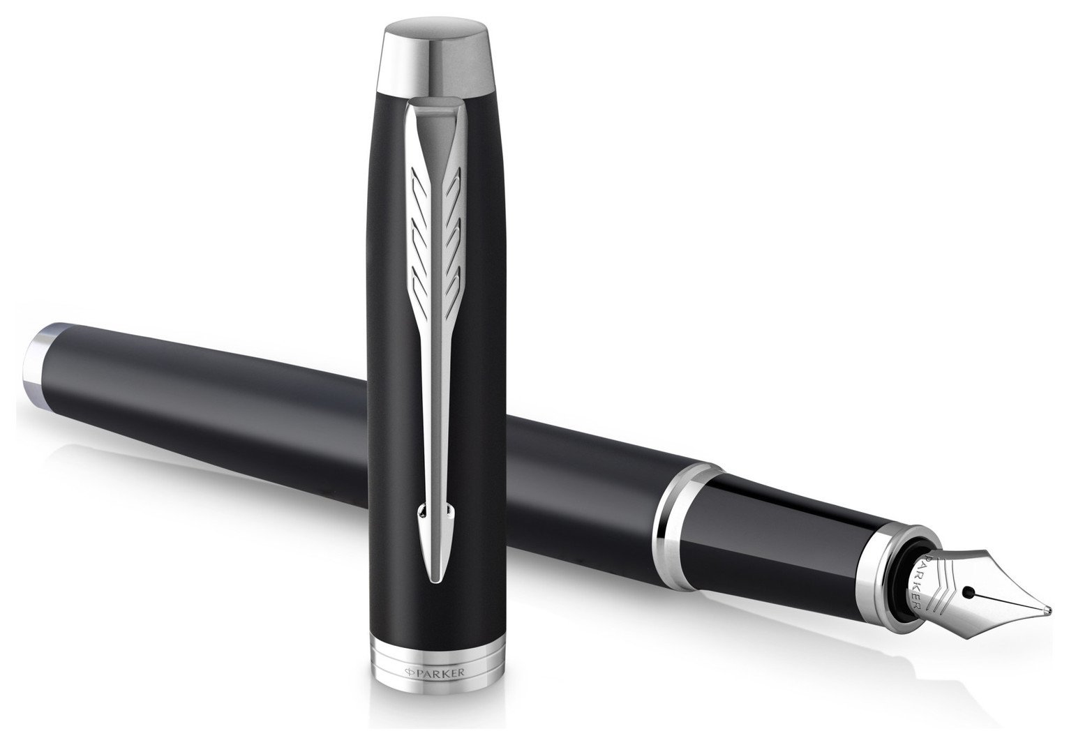 Parker Fountain Black Chrome Pen - Blue