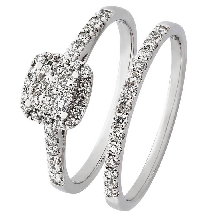 Revere 9ct White Gold 0.50ct Diamond Engagement Ring Set - K 0