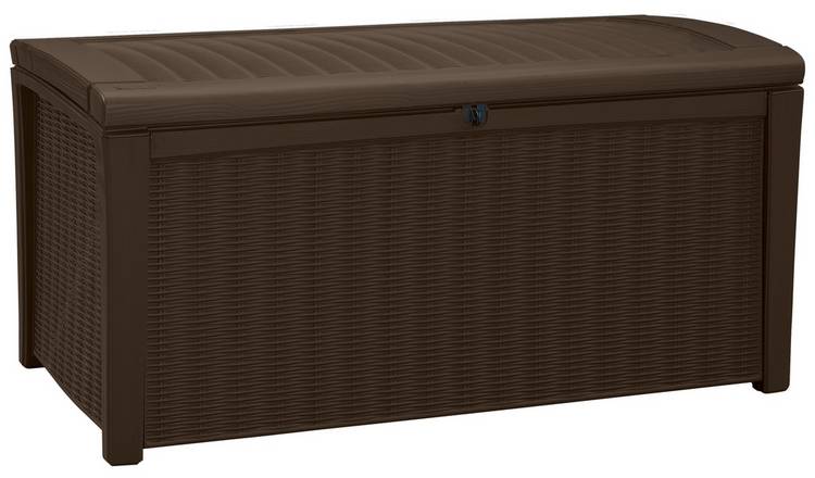 native Imitatie dynastie Buy Keter Borneo 416L Rattan Effect Garden Storage Box - Brown | Garden  storage boxes and cupboards | Argos