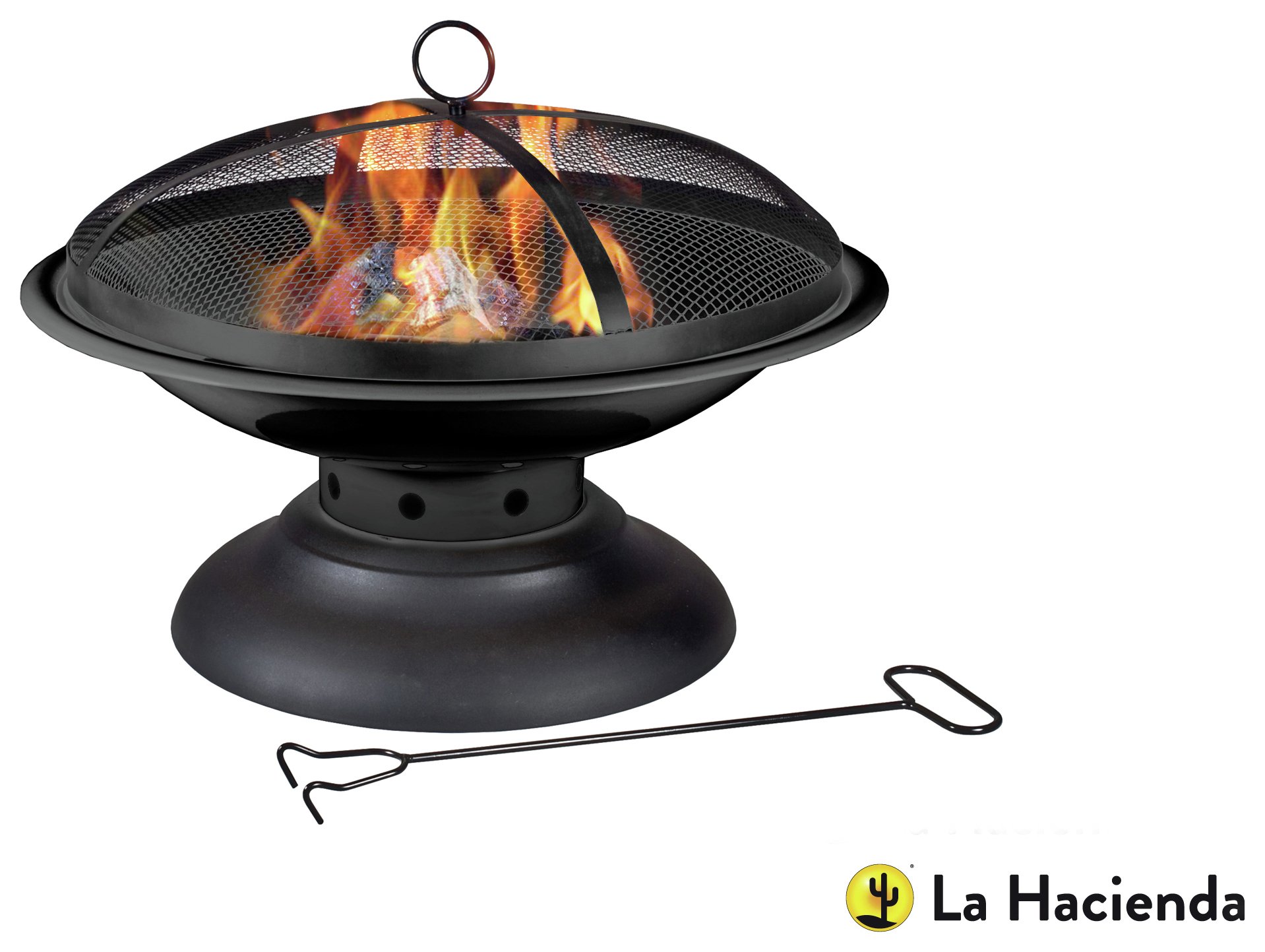 La Hacienda Large Steel Firepit with Pedestal Stand