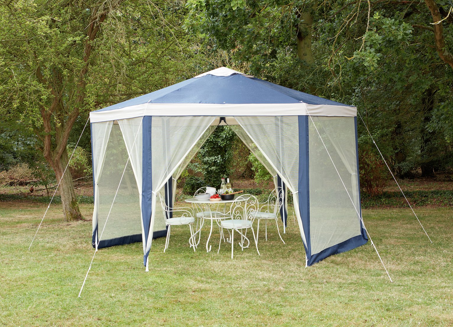 Argos Home 4m Hexagonal Garden Gazebo with Side Panels -Blue Review