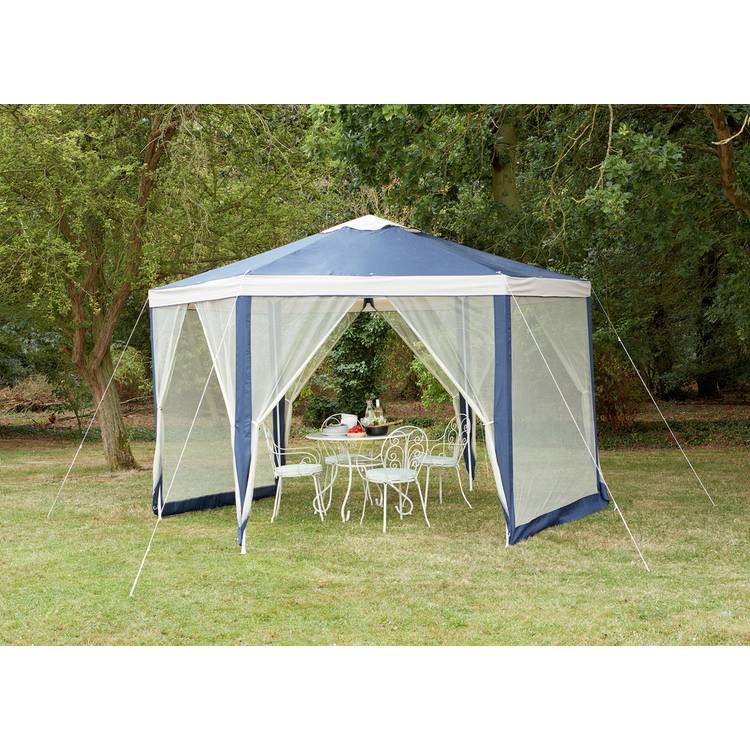 Argos Home 4m Hexagonal Garden Gazebo with Side Panels -Blue 0