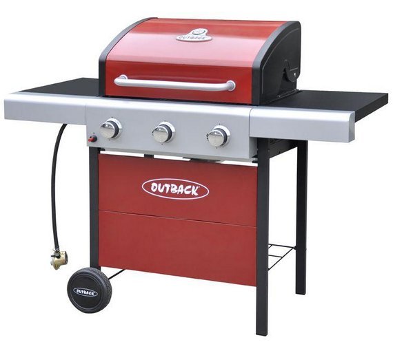 Outback Apollo 3 Burner Propane Gas BBQ - Red