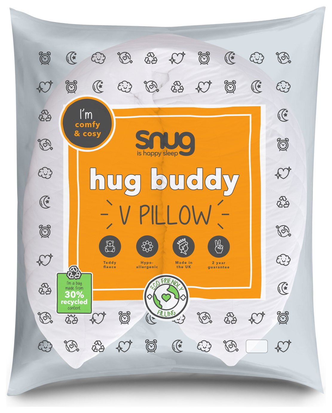 Snug Hug Buddy V Shaped Hollowfibre Medium Pillow