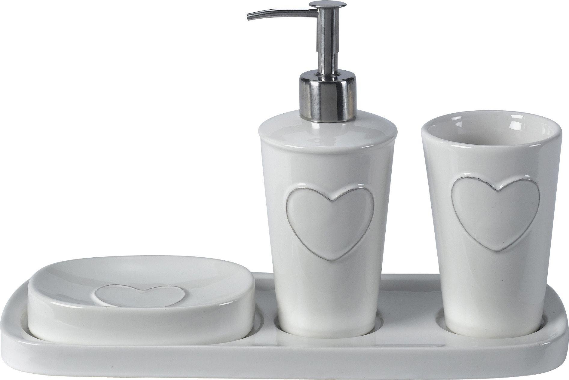 Argos Home 3 Piece Ceramic Heart Bathroom Set