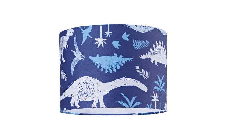 Happy Homewares Dinosaur Navy Blue and White Cotton Children's Lampshade - 25cm