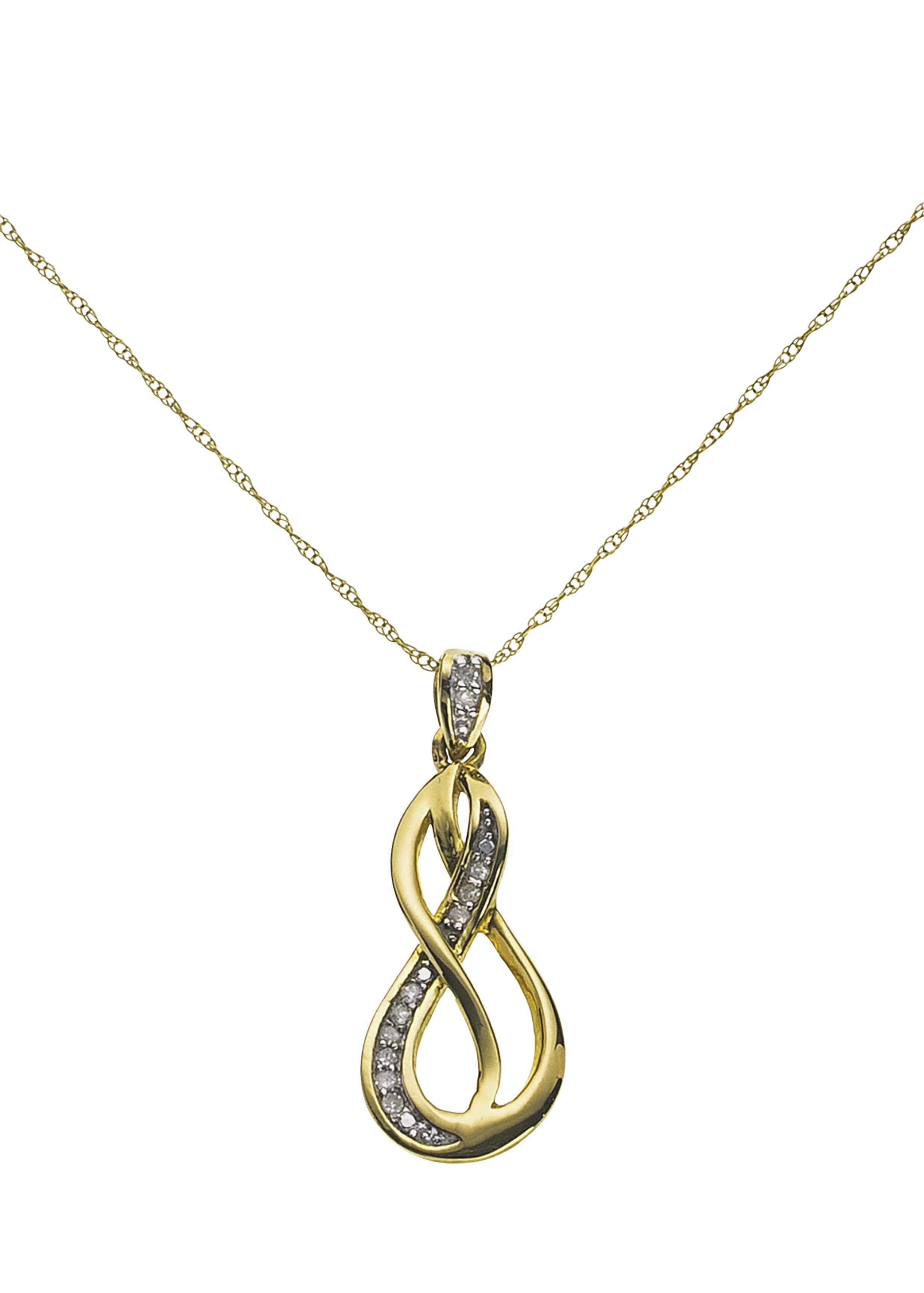 Revere 9ct Gold Diamond Infinity Pendant 18 Inch Necklace