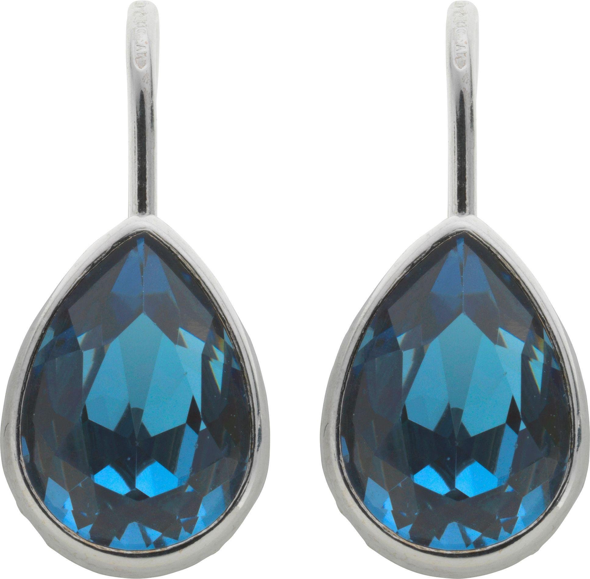 Revere Sterling Silver Blue Swarovski Crystal Drop Earrings