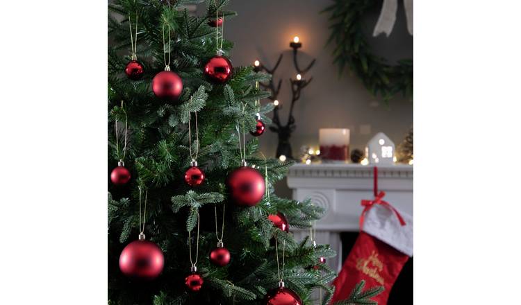 Buy Argos Home Pack of 49 Shatterproof Christmas Baubles - Red ...