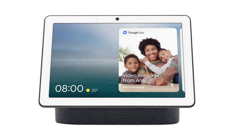 Google Nest Hub Max Smart Speaker with Google Assistant Voice Control in  Charcoal in the Smart Speakers & Displays department at